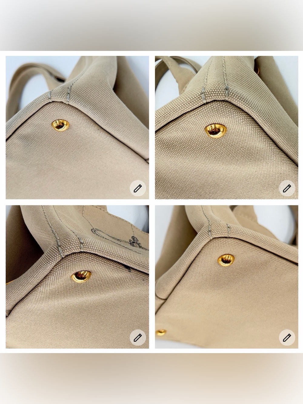 Prada Canapa Large Khaki Tote w/Dust Bag and Entrupy COA Very Good Condition - Picture 7 of 16
